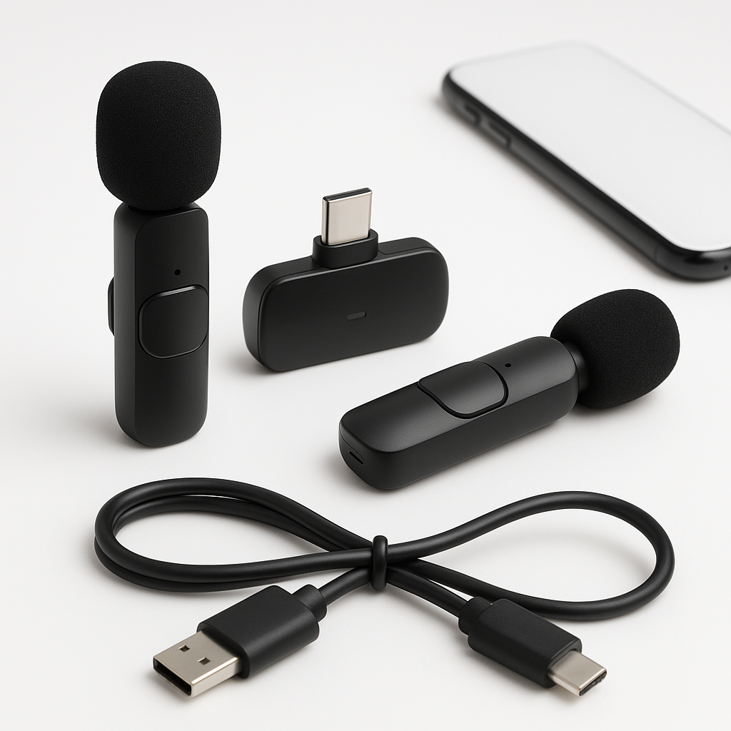 Micro Cravate sans Fil pour iPhone/iPad/Téléphone Android/Ordinateur Portable, IUMAKEVP Plug-Play Microphone à Clipser Revers avec Réduction du Bruit pour Enregistrement Vidéo/Vapeur en Direct