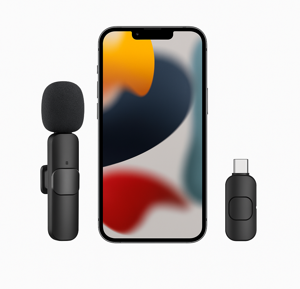 Micro Cravate sans Fil pour iPhone/iPad/Téléphone Android/Ordinateur Portable, IUMAKEVP Plug-Play Microphone à Clipser Revers avec Réduction du Bruit pour Enregistrement Vidéo/Vapeur en Direct