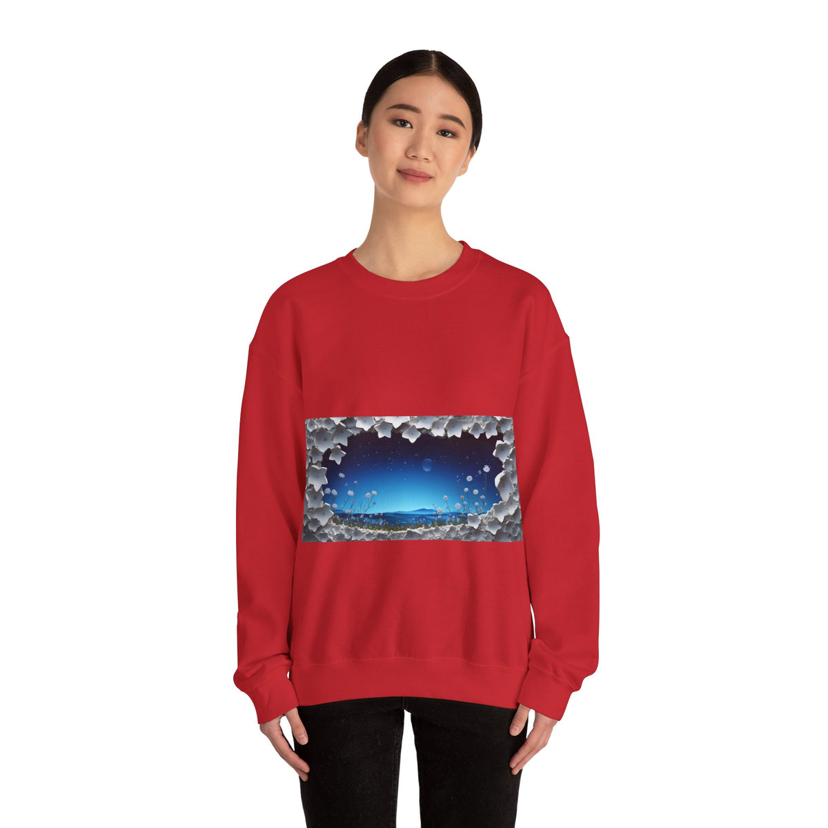 Sweat-shirt unisexe à col rond en mélange lourd