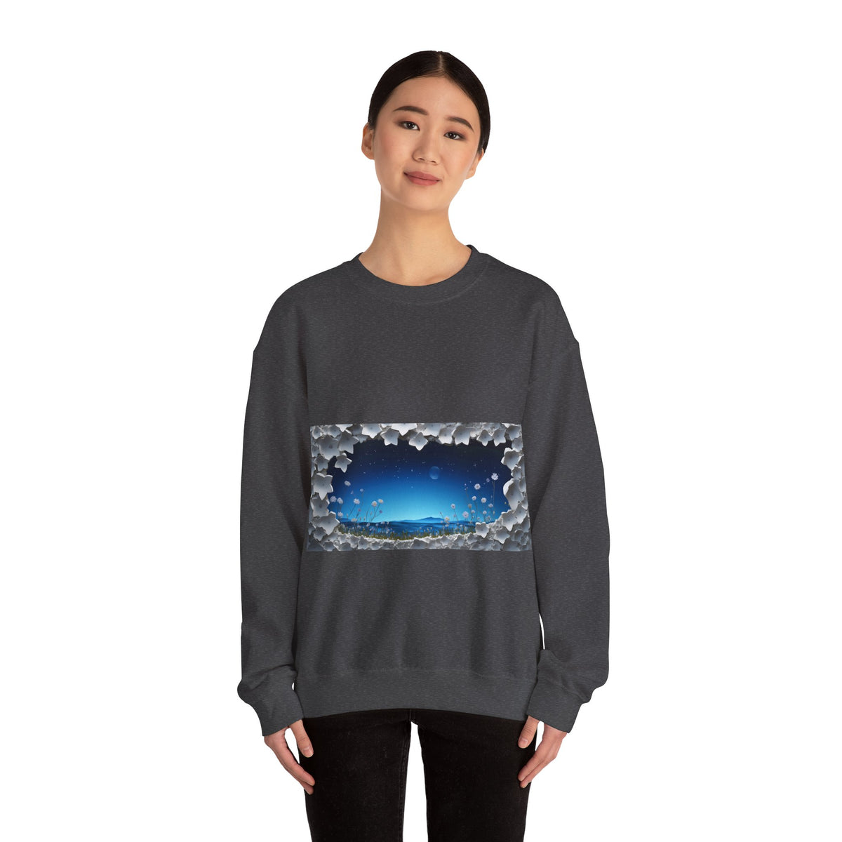 Sweat-shirt unisexe à col rond en mélange lourd