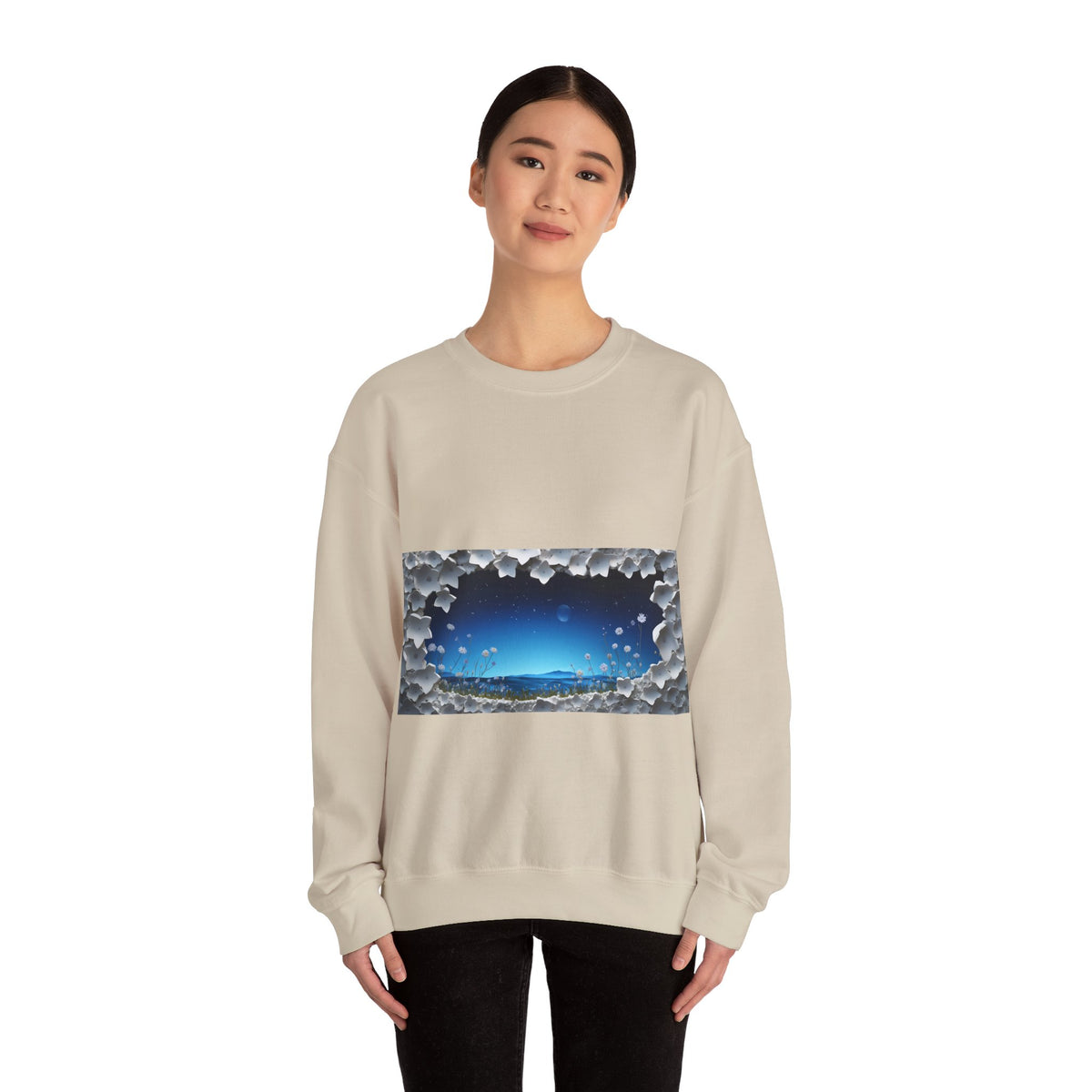 Sweat-shirt unisexe à col rond en mélange lourd