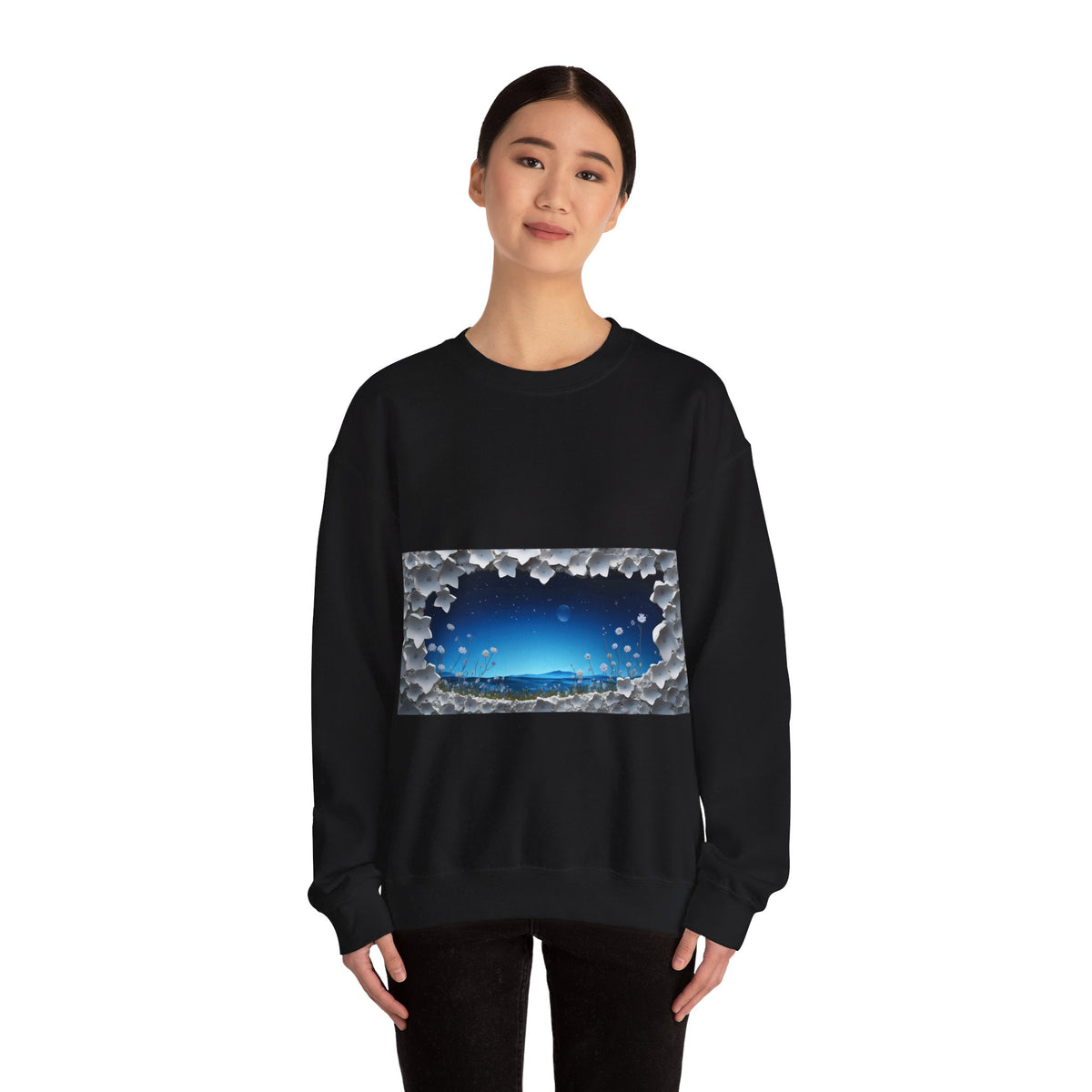 Sweat-shirt unisexe à col rond en mélange lourd