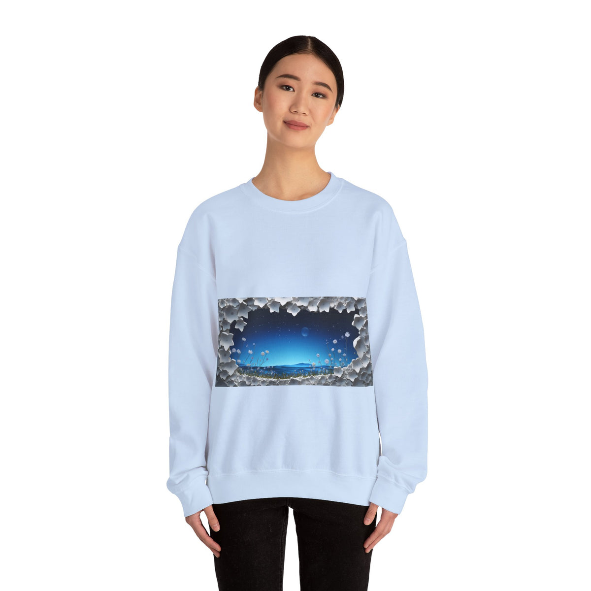 Sweat-shirt unisexe à col rond en mélange lourd