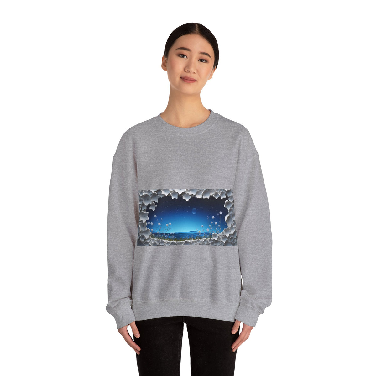 Sweat-shirt unisexe à col rond en mélange lourd