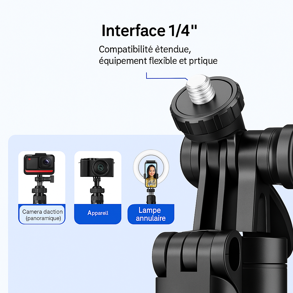 Perche à Selfie Bluetooth TOKQI F16 – Trépied de Voyage 3-en-1 avec Télécommande, Anti-Tremblement et Support Stable pour Smartphone