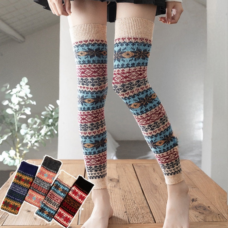 Chaussettes longues et chaudes automne-hiver en laine de lapin pour femmes