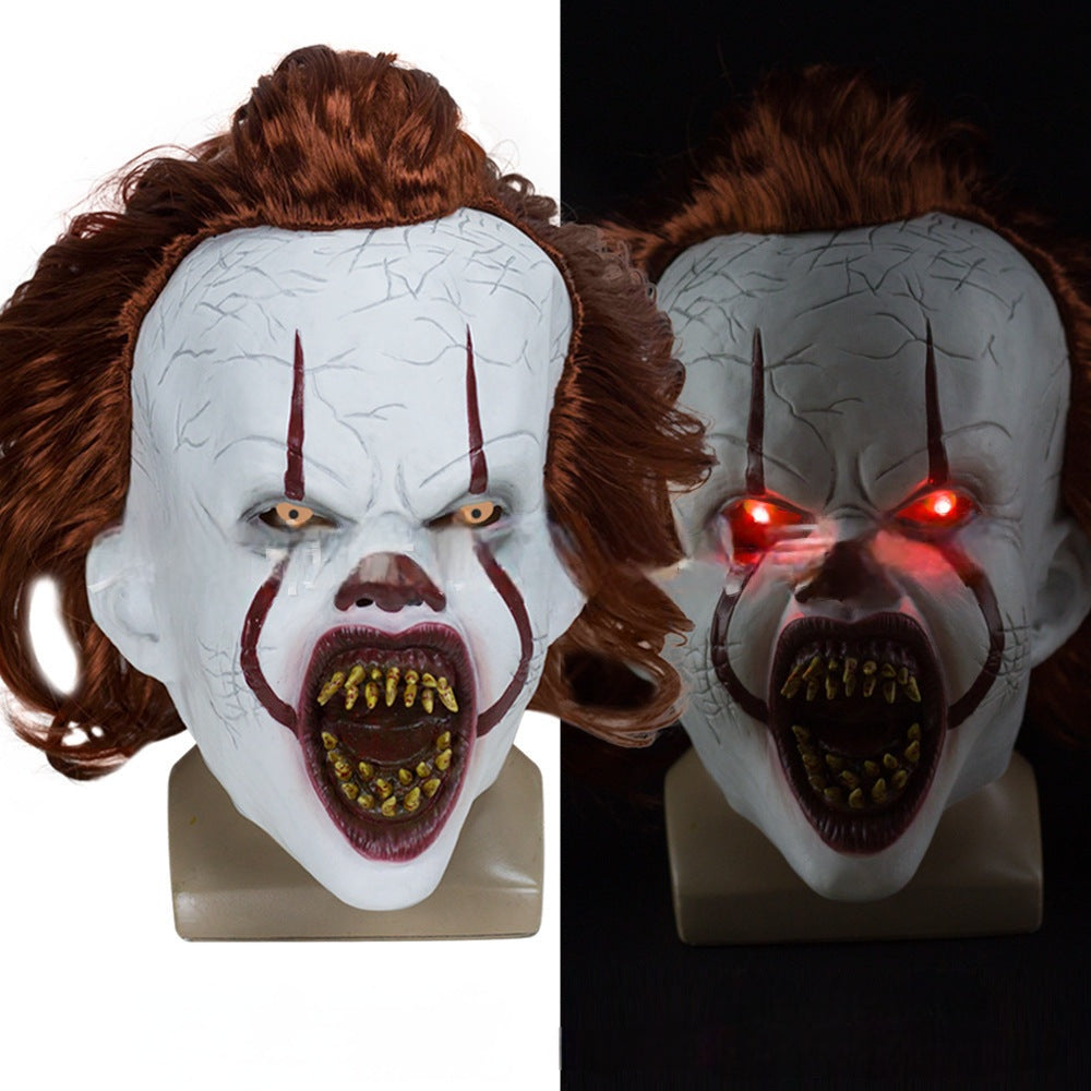 Masque de clown fantôme en latex lumineux – Halloween horreur