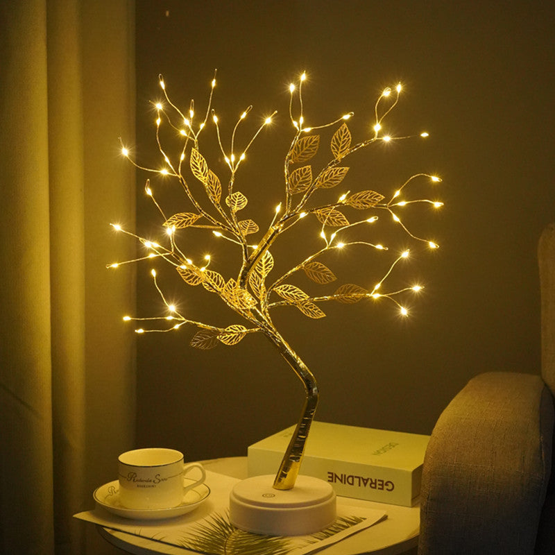 Lumières LED en forme d&#39;arbre - Décoration festive et élégante pour intérieur et extérieur Gold Leaf Tree Lamp 72 Lamp