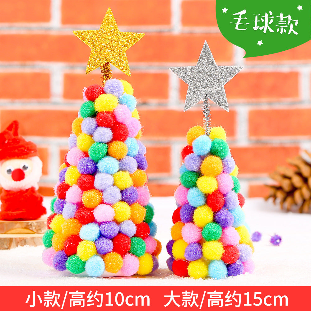 Kit DIY Sapin de Noël avec Boules de Laine - Décorations de Table Festives pour Enfants