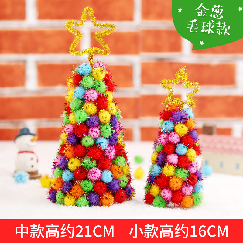 Kit DIY Sapin de Noël avec Boules de Laine - Décorations de Table Festives pour Enfants