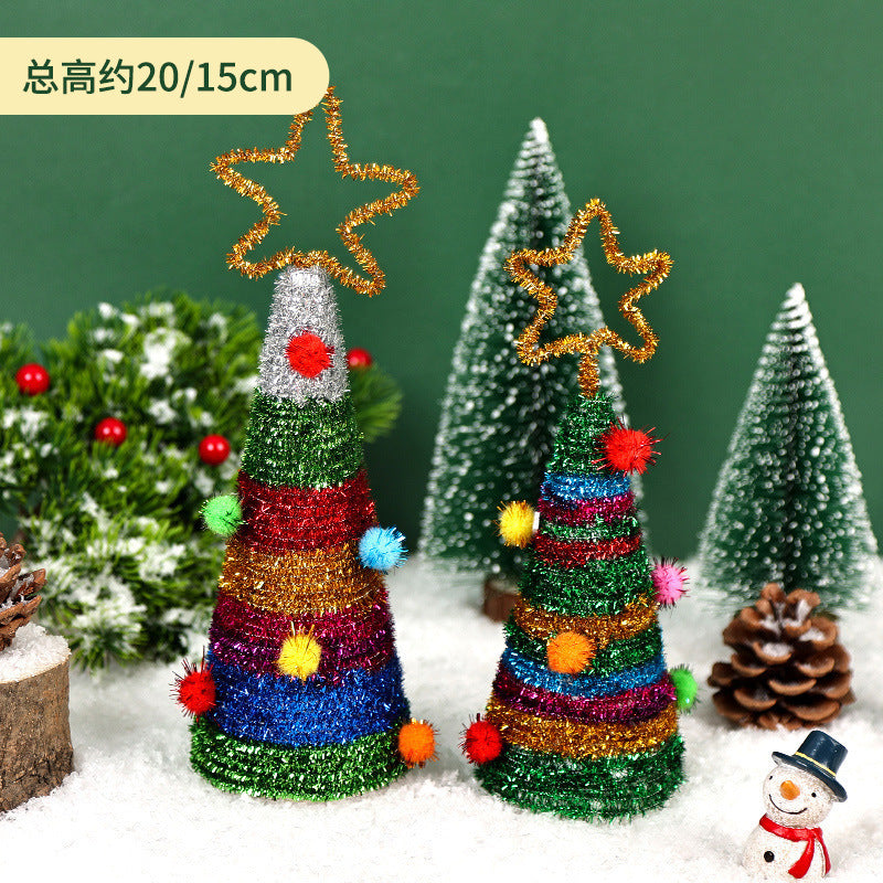 Kit DIY Sapin de Noël avec Boules de Laine - Décorations de Table Festives pour Enfants