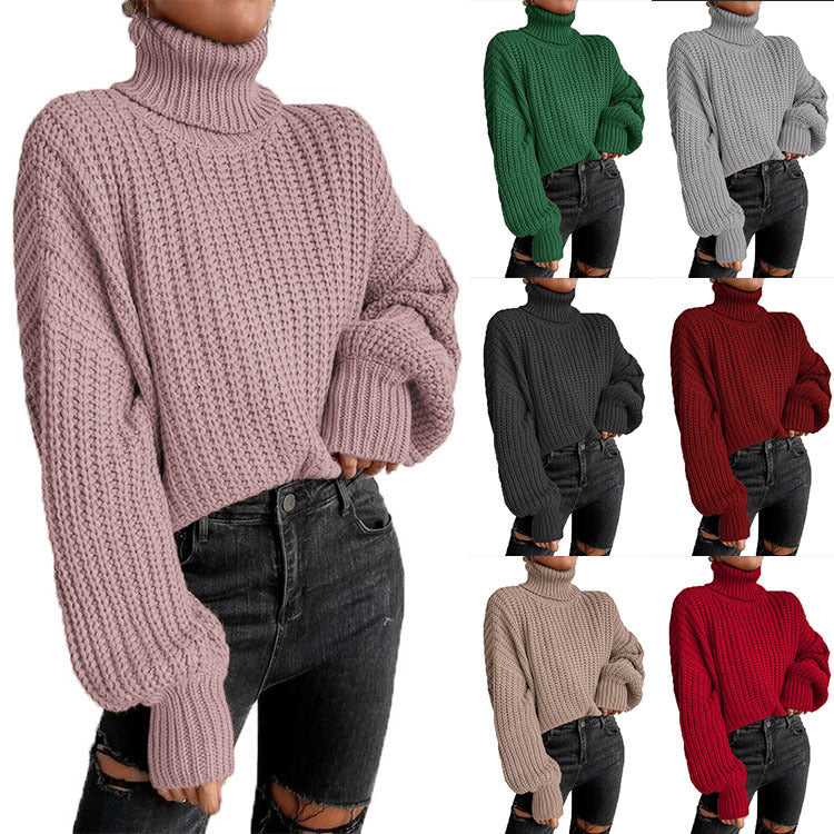 Pull ample à col roulé pour femmes