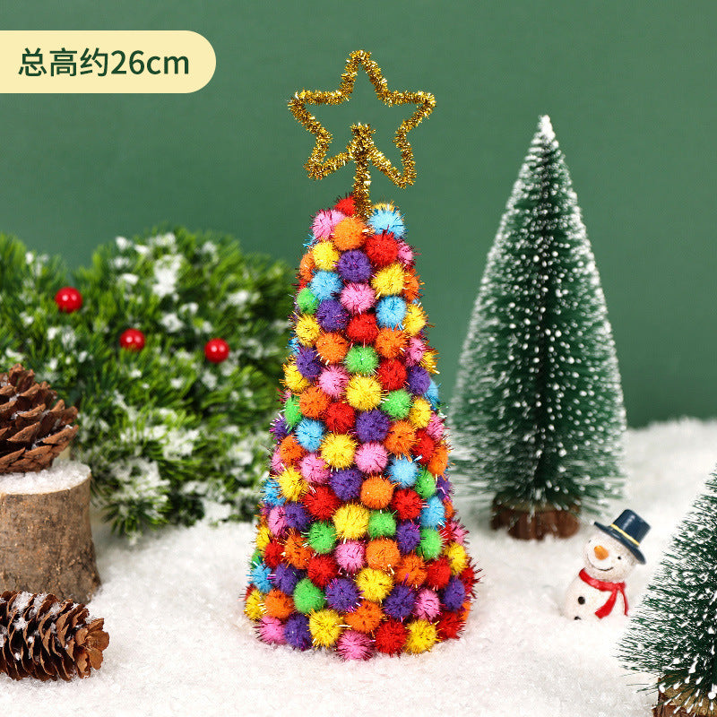 Kit DIY Sapin de Noël avec Boules de Laine - Décorations de Table Festives pour Enfants