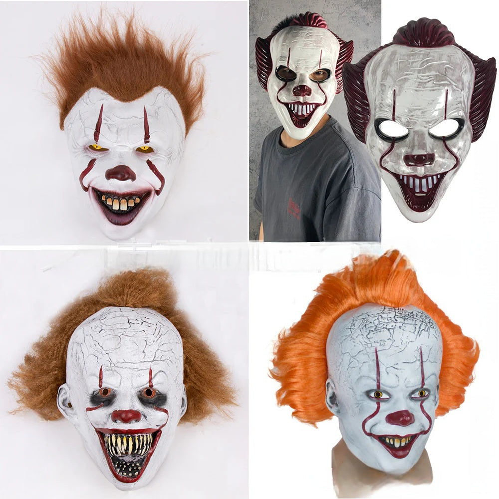 Masque de clown fantôme en latex lumineux – Halloween horreur