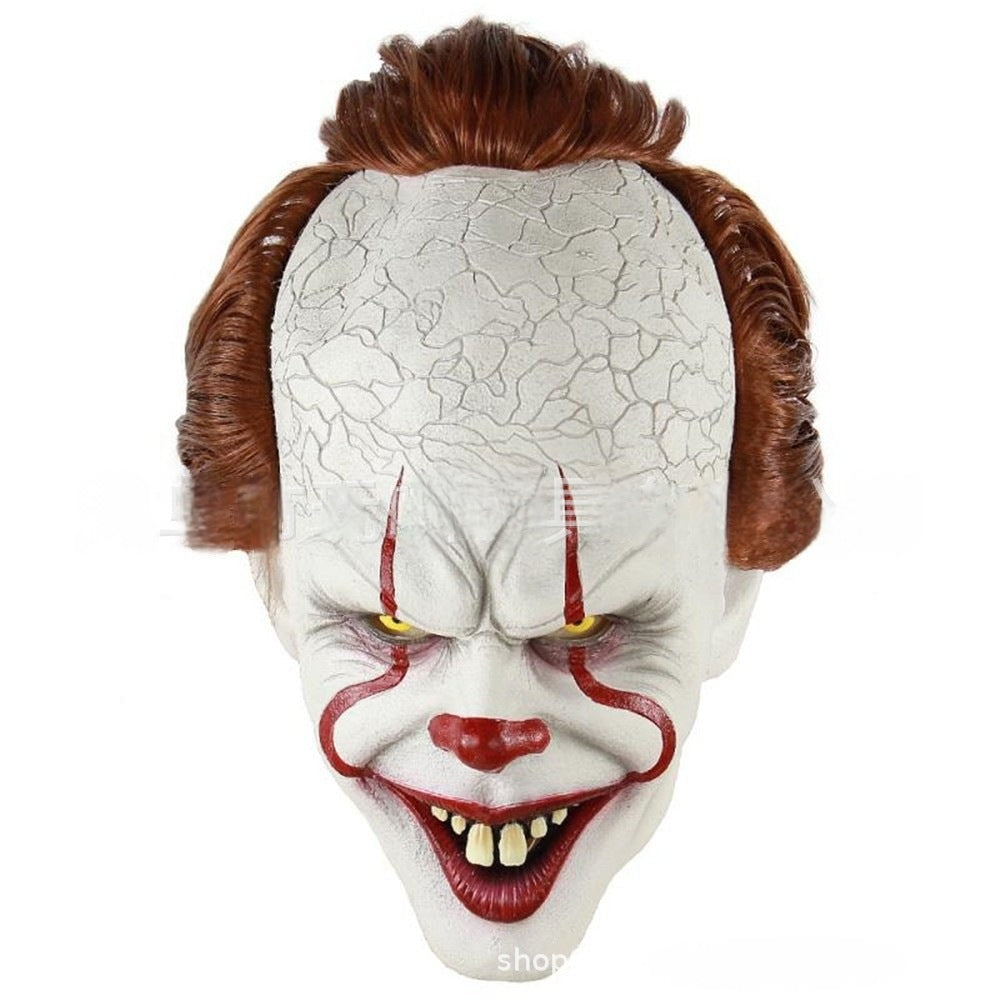 Masque de clown fantôme en latex lumineux – Halloween horreur